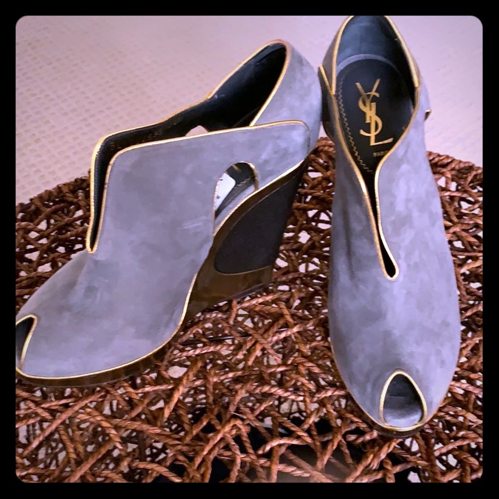 YSL Metallic Suede Booties